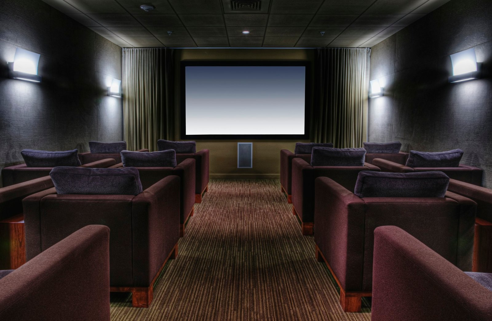 Empty chairs in luxury movie theater