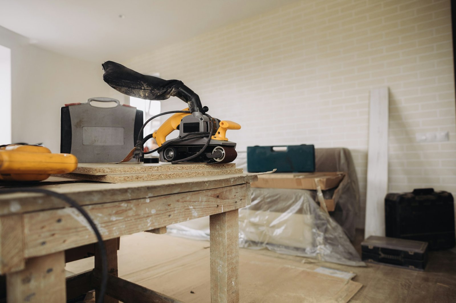 Equipment in a room under construction